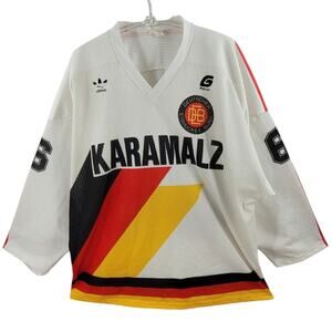 Vintage Adidas Karamalz Hockey Jersey Red Black Gold Timeless Streetwear‎